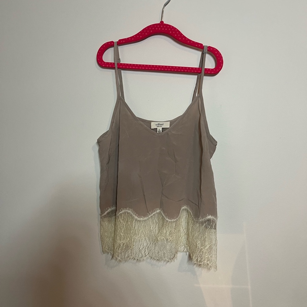 Wilfred Taupe Lace Hem Cami Top 100% Silk XS